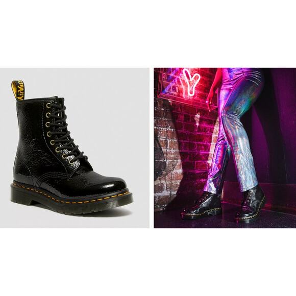 Dr. Martens Shoes - Dr. Martens 1460 Boots 6 Black Distressed Patent Leather
